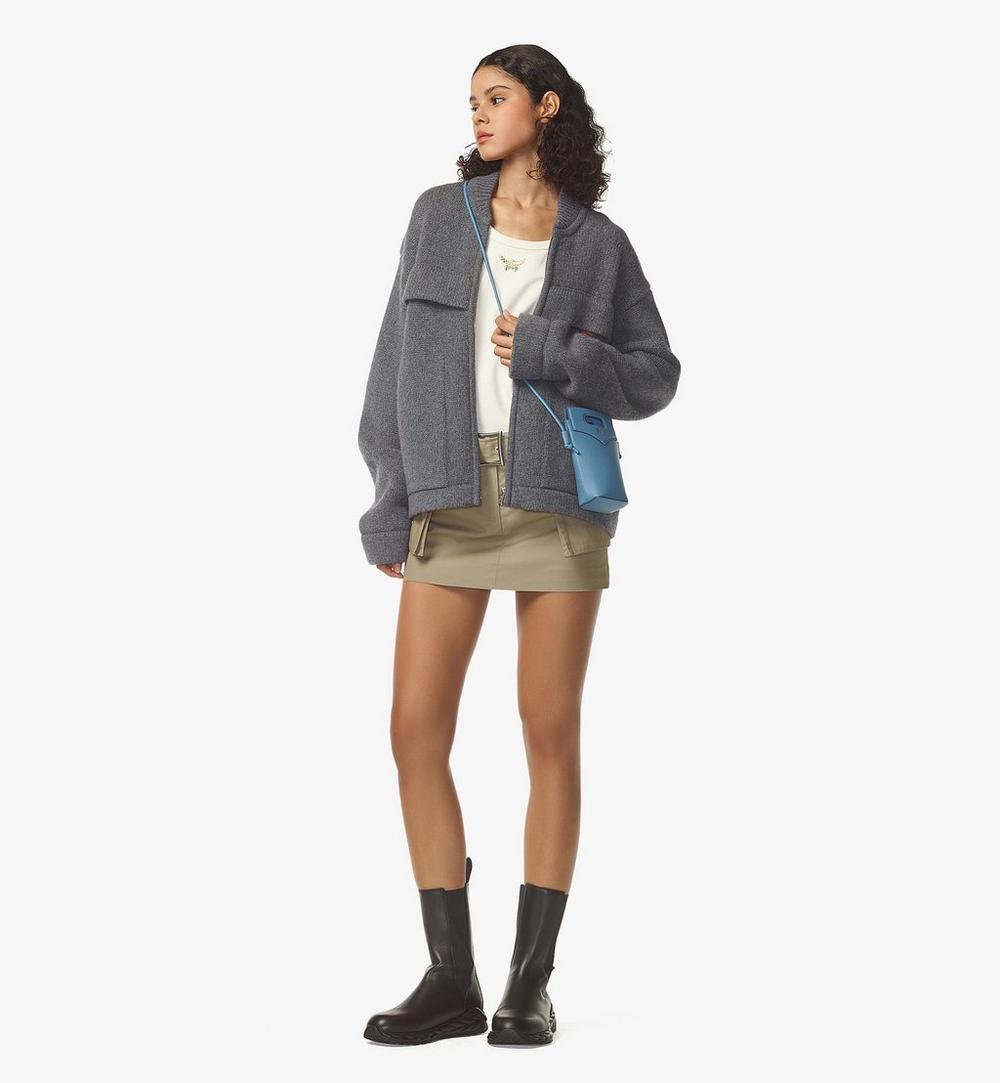 MYZEAAK03E4001-Diamond Crossbody Pouch in Embossed Leather and Calfskin|BLUE HEAVEN