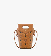 MYZFSAK01CO001-Diamond Crossbody Pouch in Visetos Leather Mix|COGNAC
