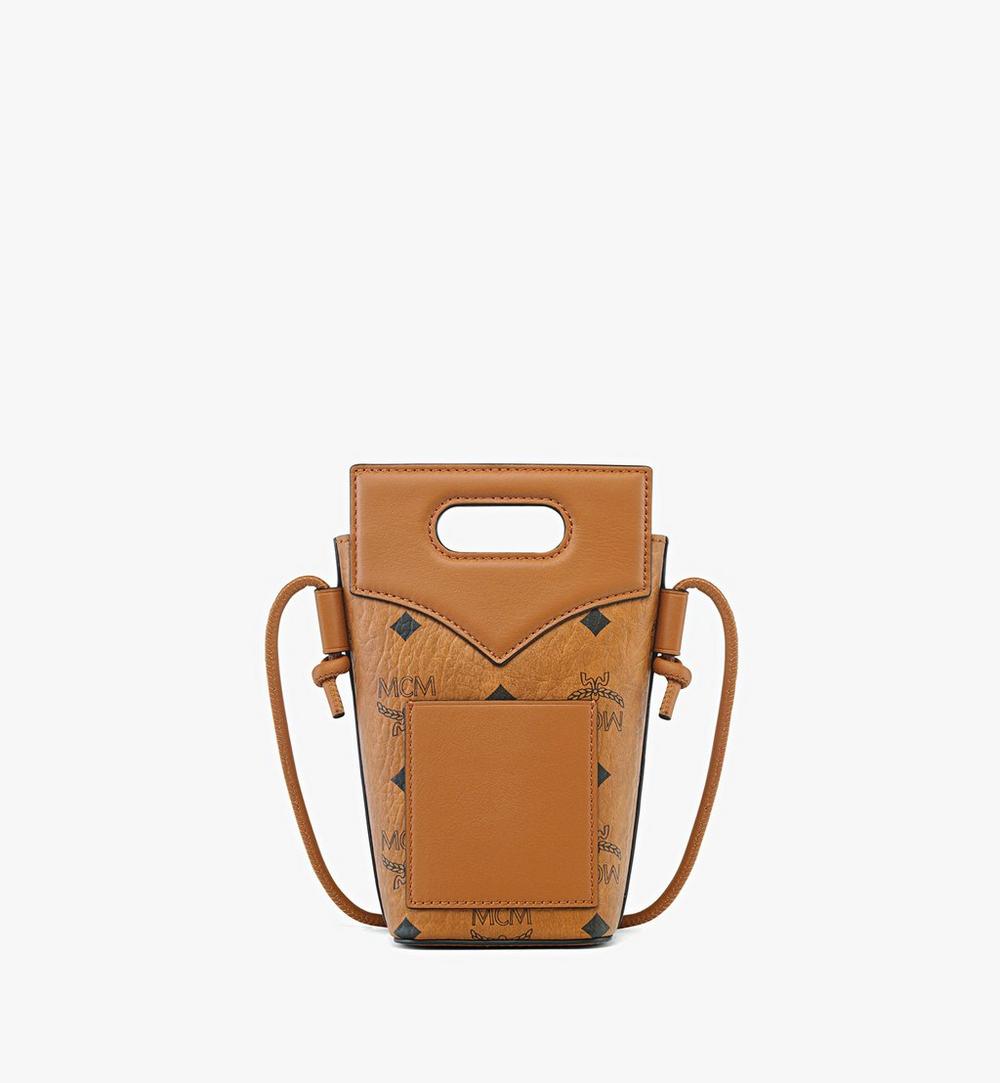 MYZFSAK01CO001-Diamond Crossbody Pouch in Visetos Leather Mix|COGNAC