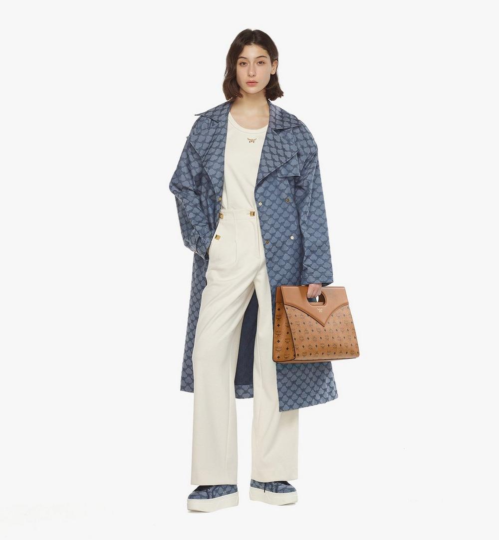 MWTESAK01CO001-Diamond Tote in Visetos Leather Mix|COGNAC