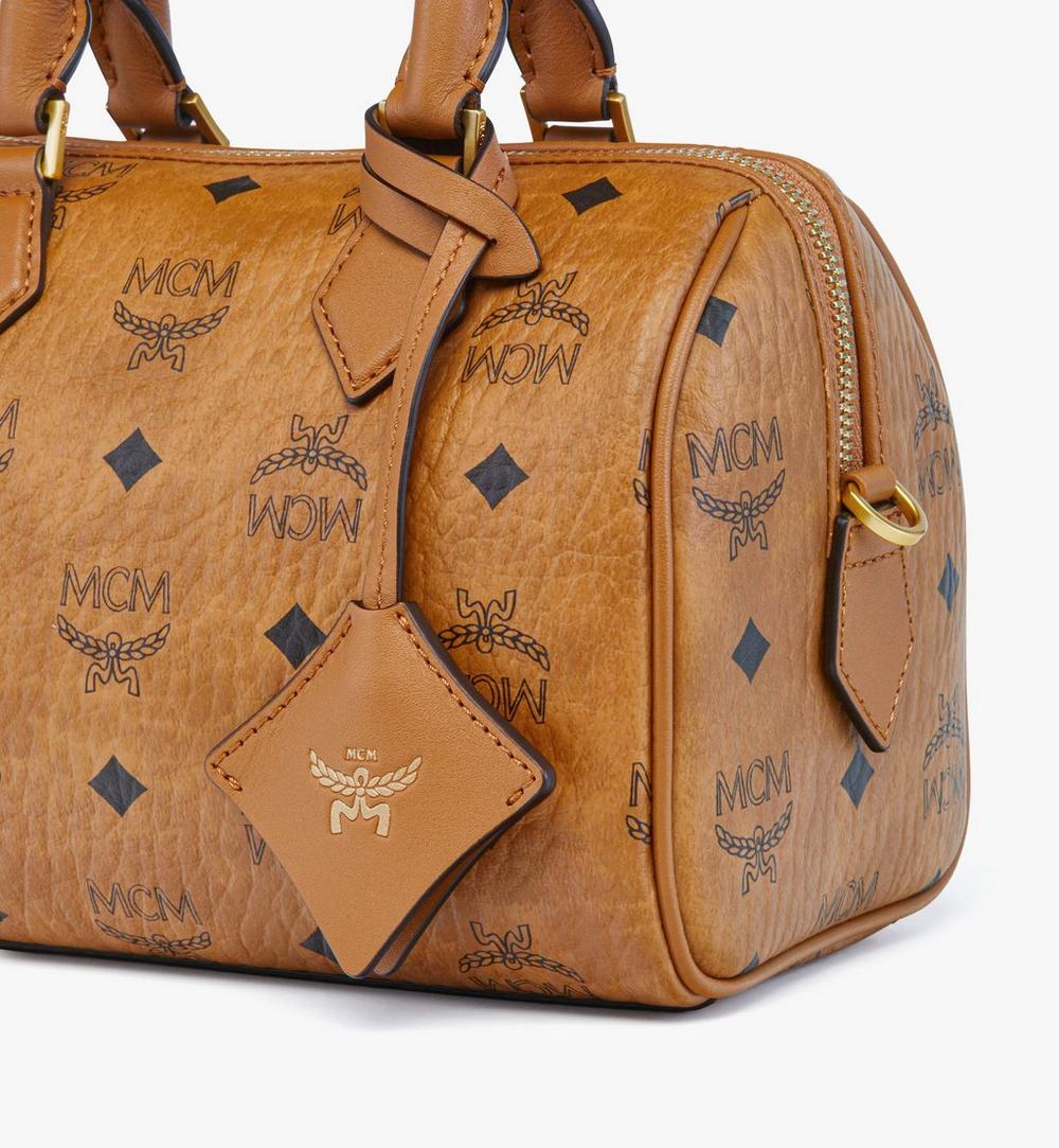 MWBFAEA03CO001-Ella Boston Bag in Visetos|COGNAC