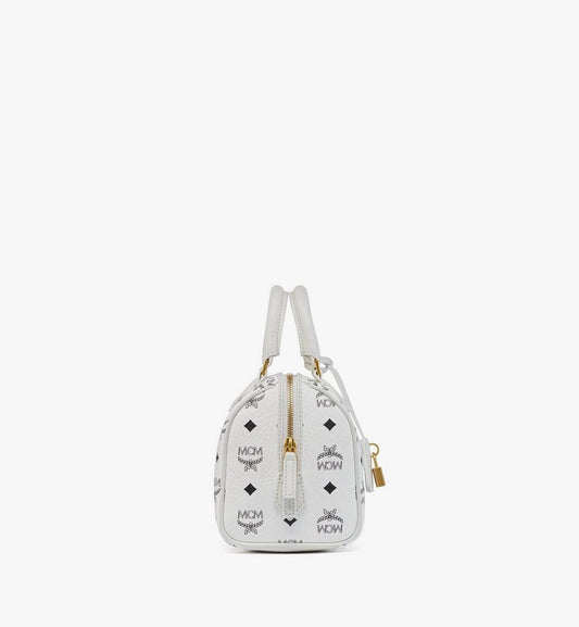 MWBESEA02WT001-Ella Boston Bag in Visetos|White