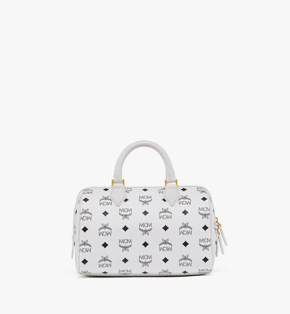 MWBESEA02WT001-Ella Boston Bag in Visetos|White