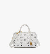 MWBESEA02WT001-Ella Boston Bag in Visetos|White