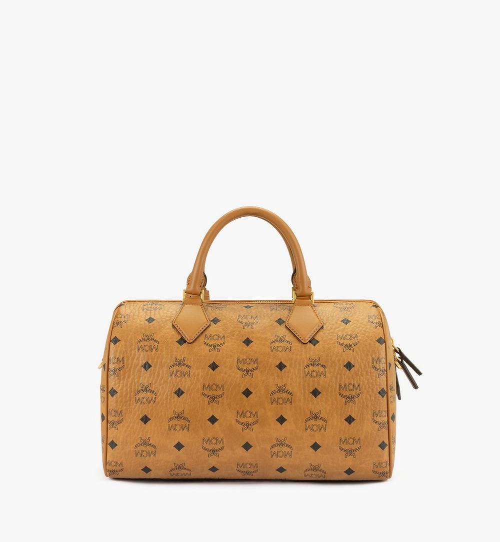 MWBFAEA01CO001-Ella Boston Bag in Visetos|COGNAC