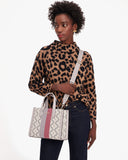 K6840-spade flower jacquard stripe manhattan small tote-Grey Multi