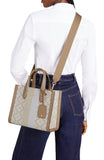 K6840-spade flower jacquard stripe manhattan small tote-Natural Multi