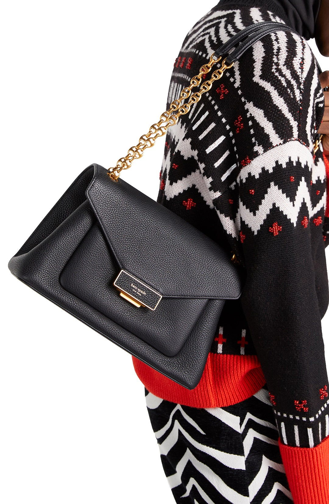 K9916-gramercy medium convertible shoulder bag-Black