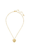 KD911-a heart letter locket necklace-Clear/Gold