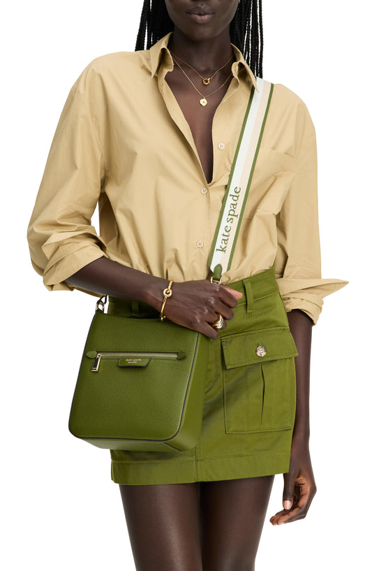 Hudson Pebbled Leather Large Messenger Crossbody
