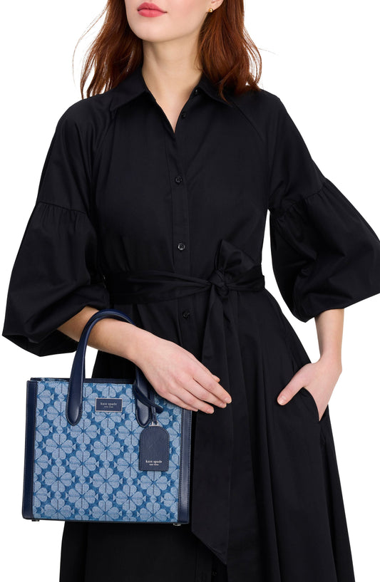 kf886_Spade Flower Jacquard Denim Manhattan Small Tote_Parisian Navy Multi