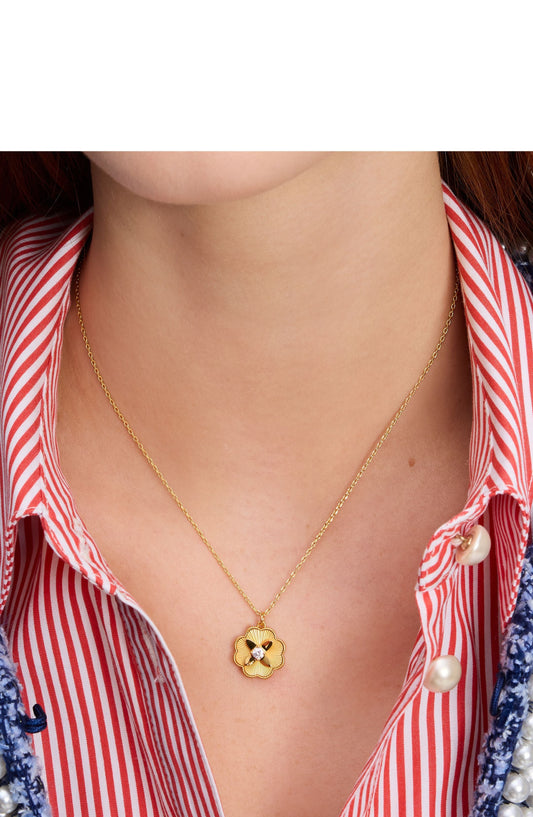 KG356-Heritage Bloom Pendant-Clear/Gold