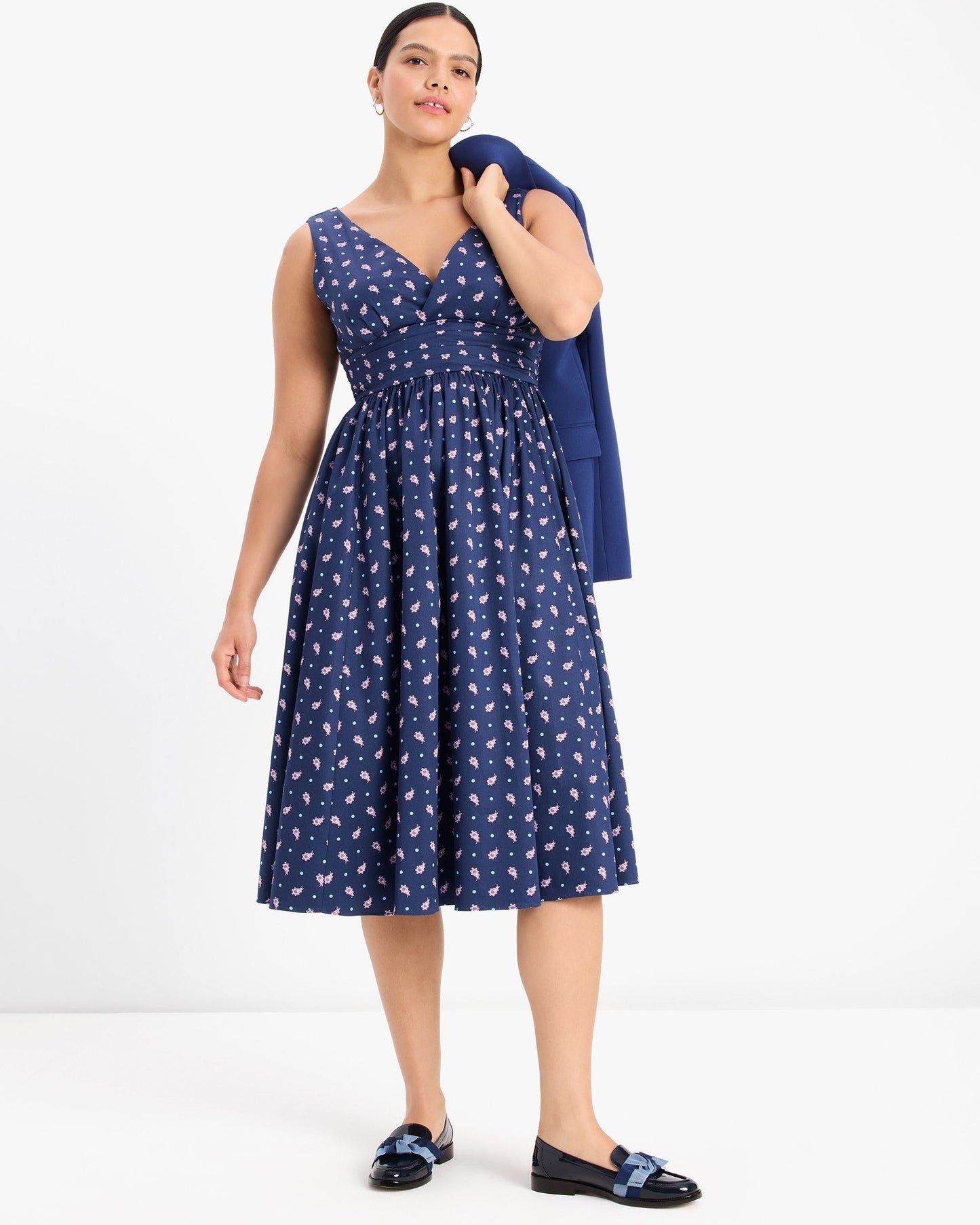 Paisley Foulard V-Neck Dress
