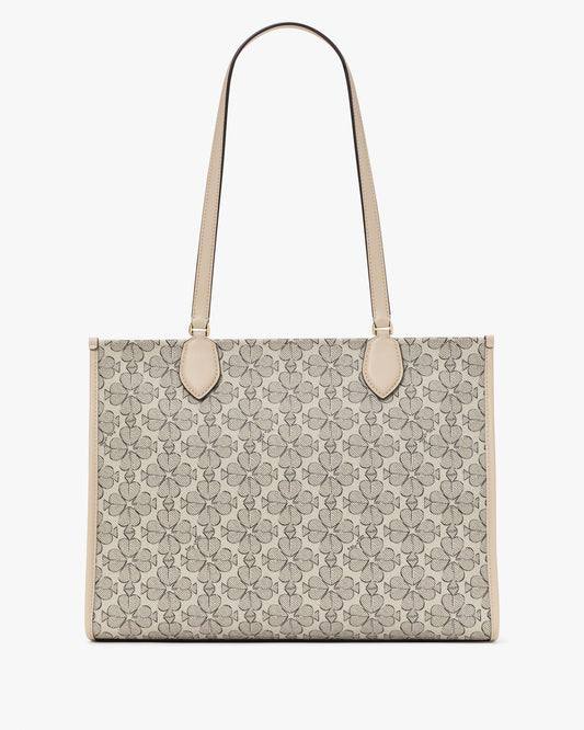 KI449-Spade Flower Coated Canvas Large Market Tote-Neutral Multi