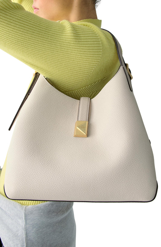 Deco Colorblocked Pebbled Leather Crossbody Tote