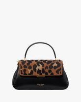 Grace Leopard Suede Small Top Handle Bag