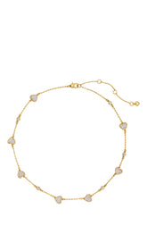 KK483-With All My Heart Pavé Scatter Necklace-Clear/Two Tone