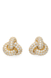 KL790-Double Knot Pave Studs-Clear/Gold