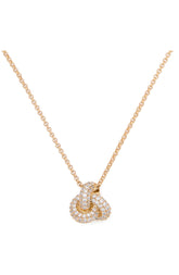 KL791-Double Knot Pave Pendant-Clear/Gold