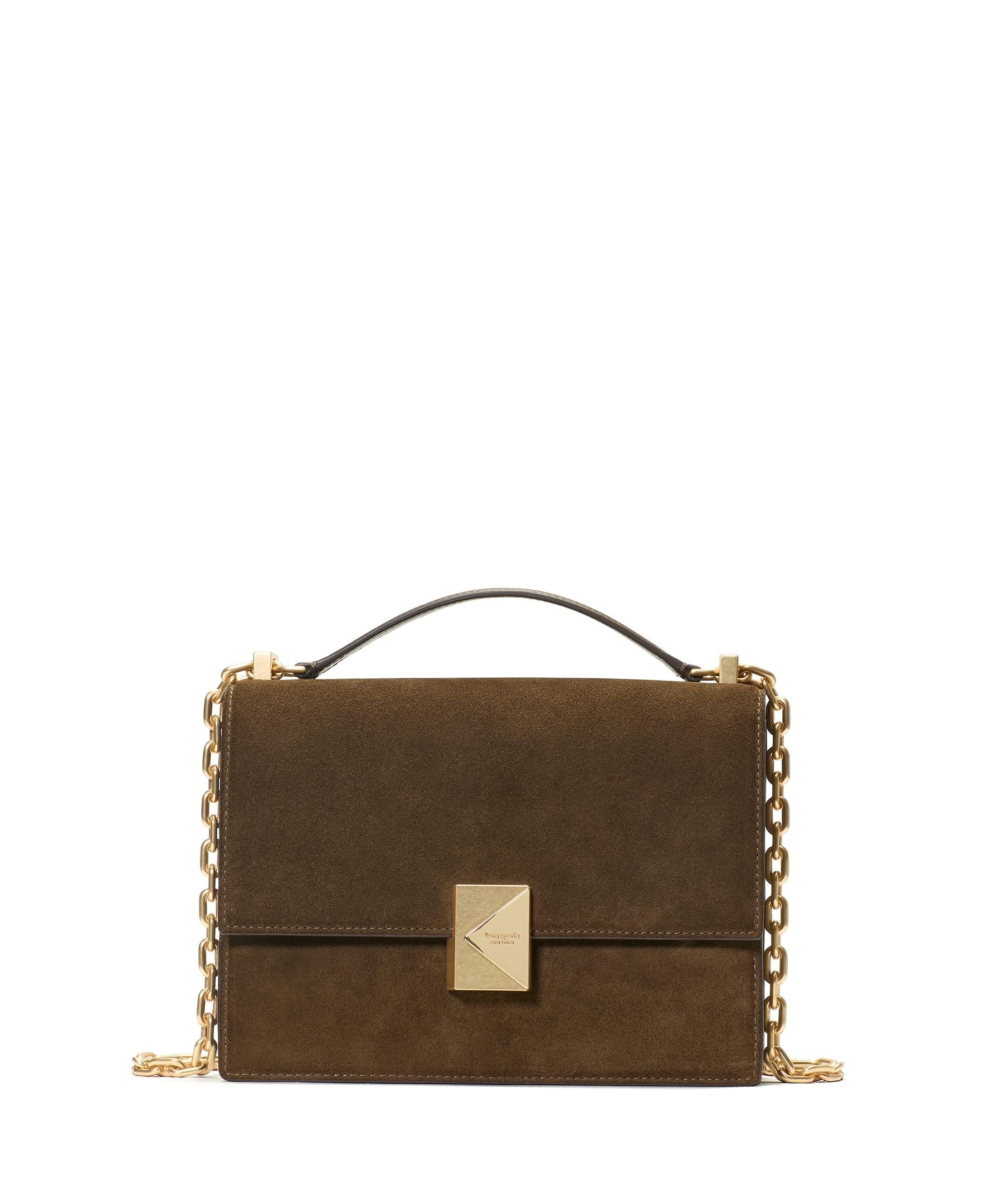 KM275-Deco Suede Chain Shoulder Bag-Burnt Sage