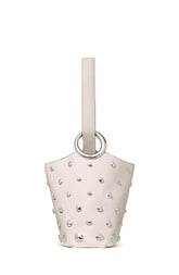 KM492-Halo Studded Mini Bucket Bag-Cream
