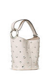 KM492-Halo Studded Mini Bucket Bag-Cream
