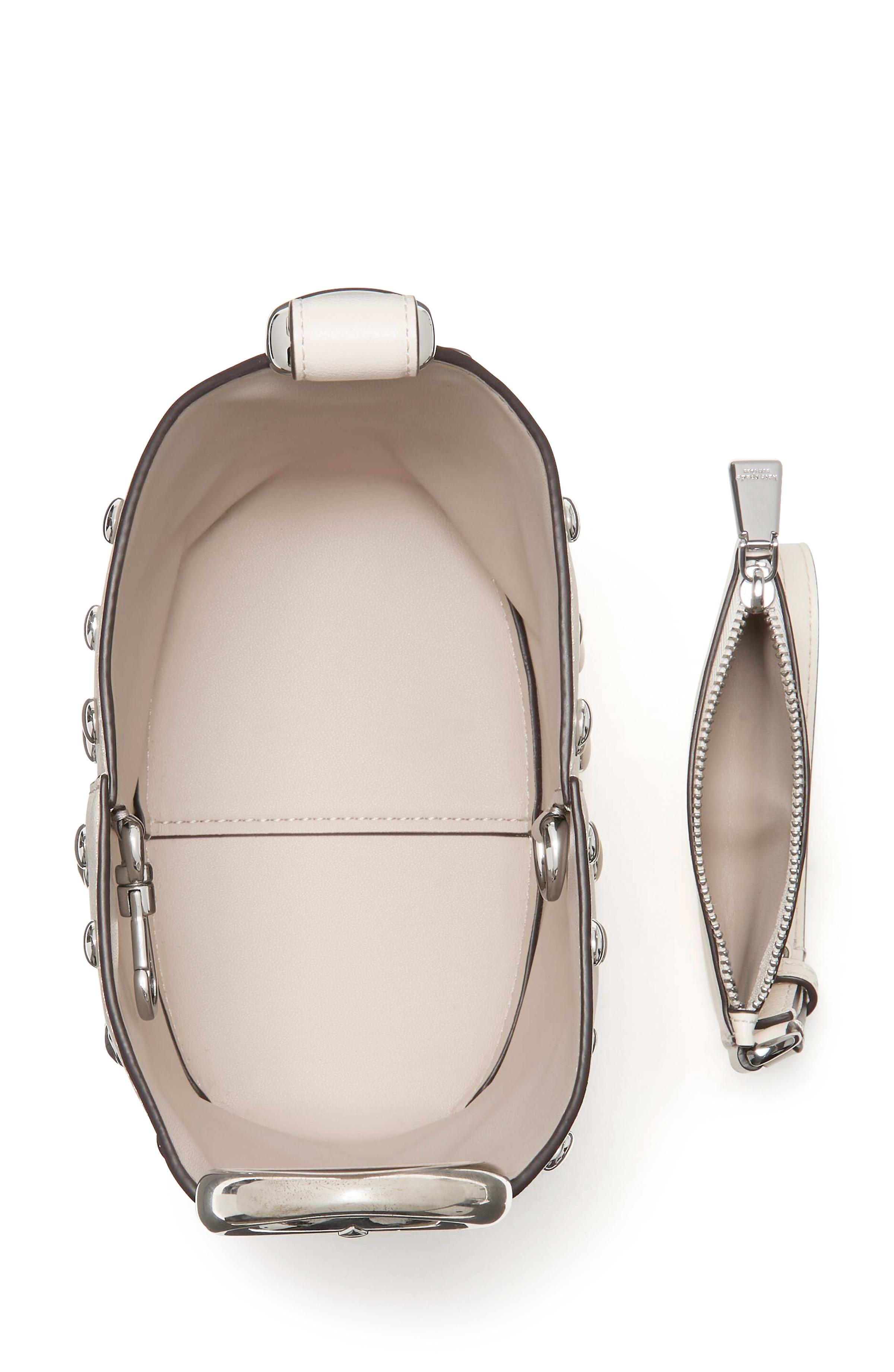 KM492-Halo Studded Mini Bucket Bag-Cream
