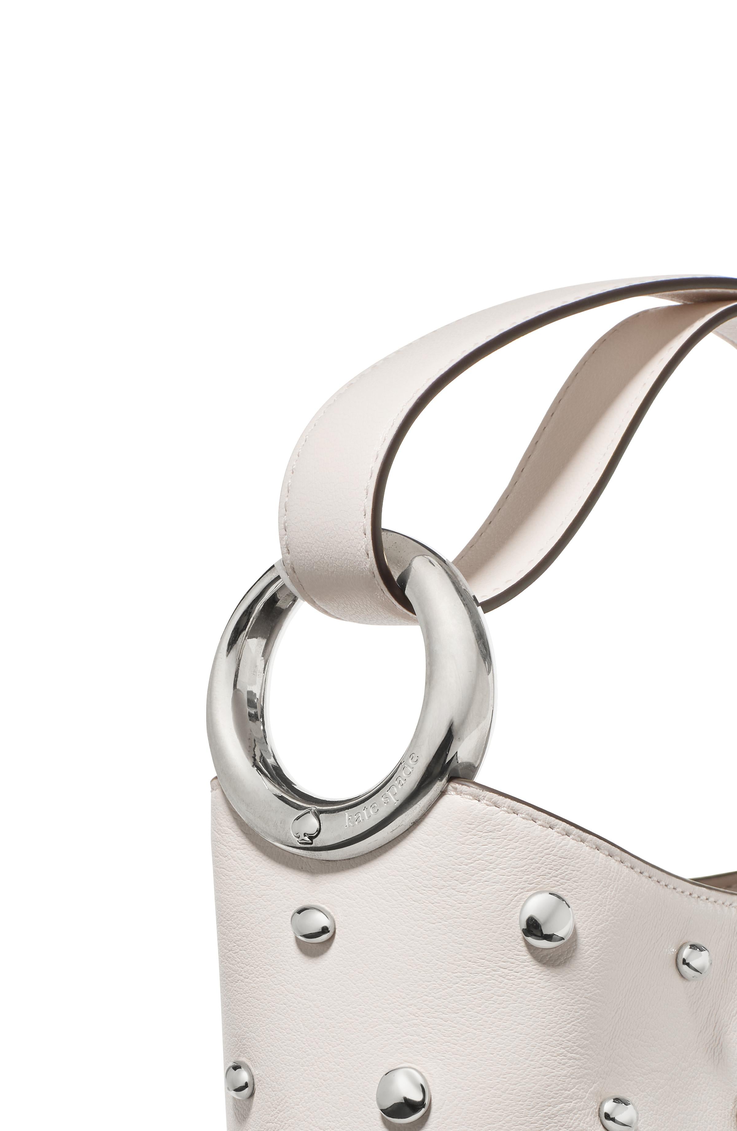 KM492-Halo Studded Mini Bucket Bag-Cream