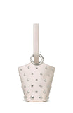 KM492-Halo Studded Mini Bucket Bag-Cream