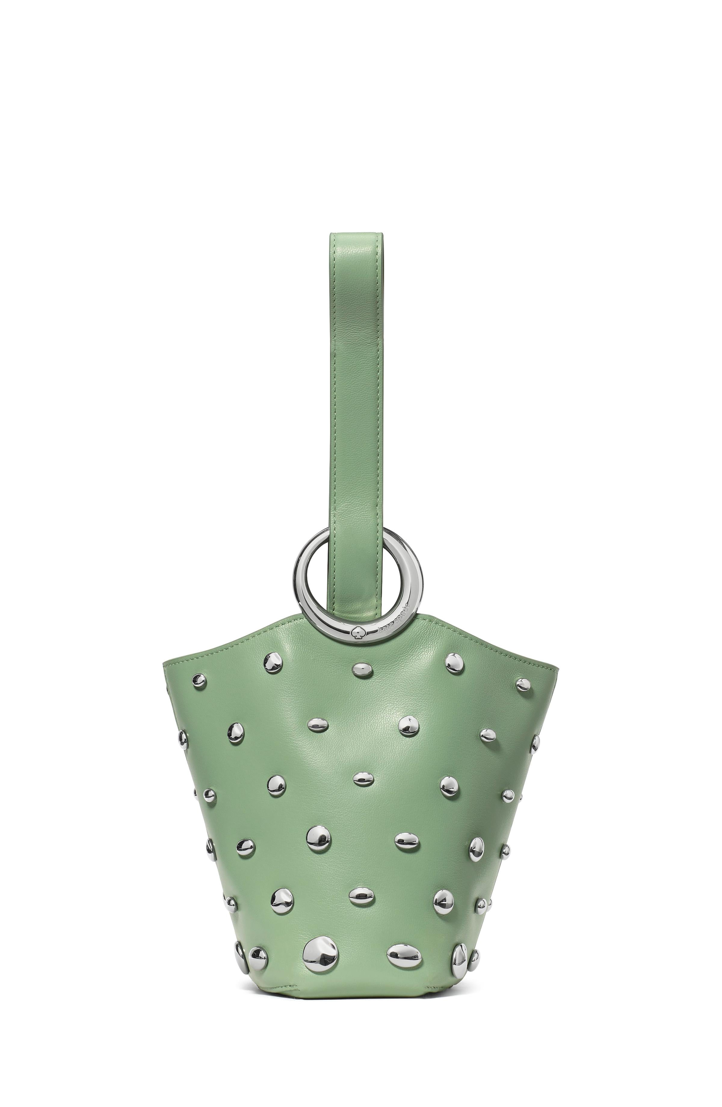 KM492-Halo Studded Mini Bucket Bag-Crisp Sage