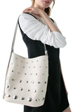 KM493-Halo Studded Bucket Bag-Cream