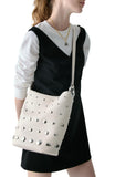 KM493-Halo Studded Bucket Bag-Cream