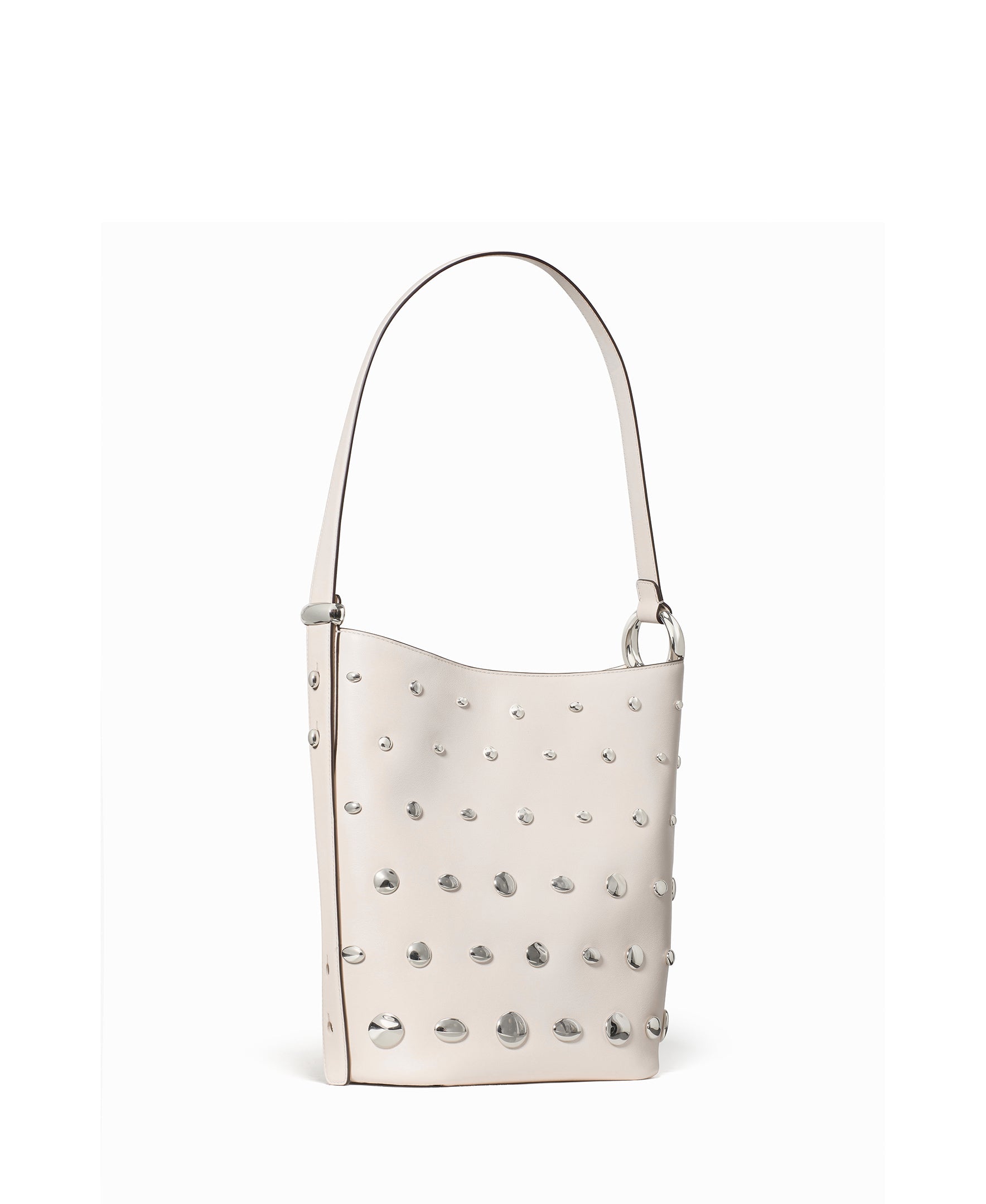 KM493-Halo Studded Bucket Bag-Cream