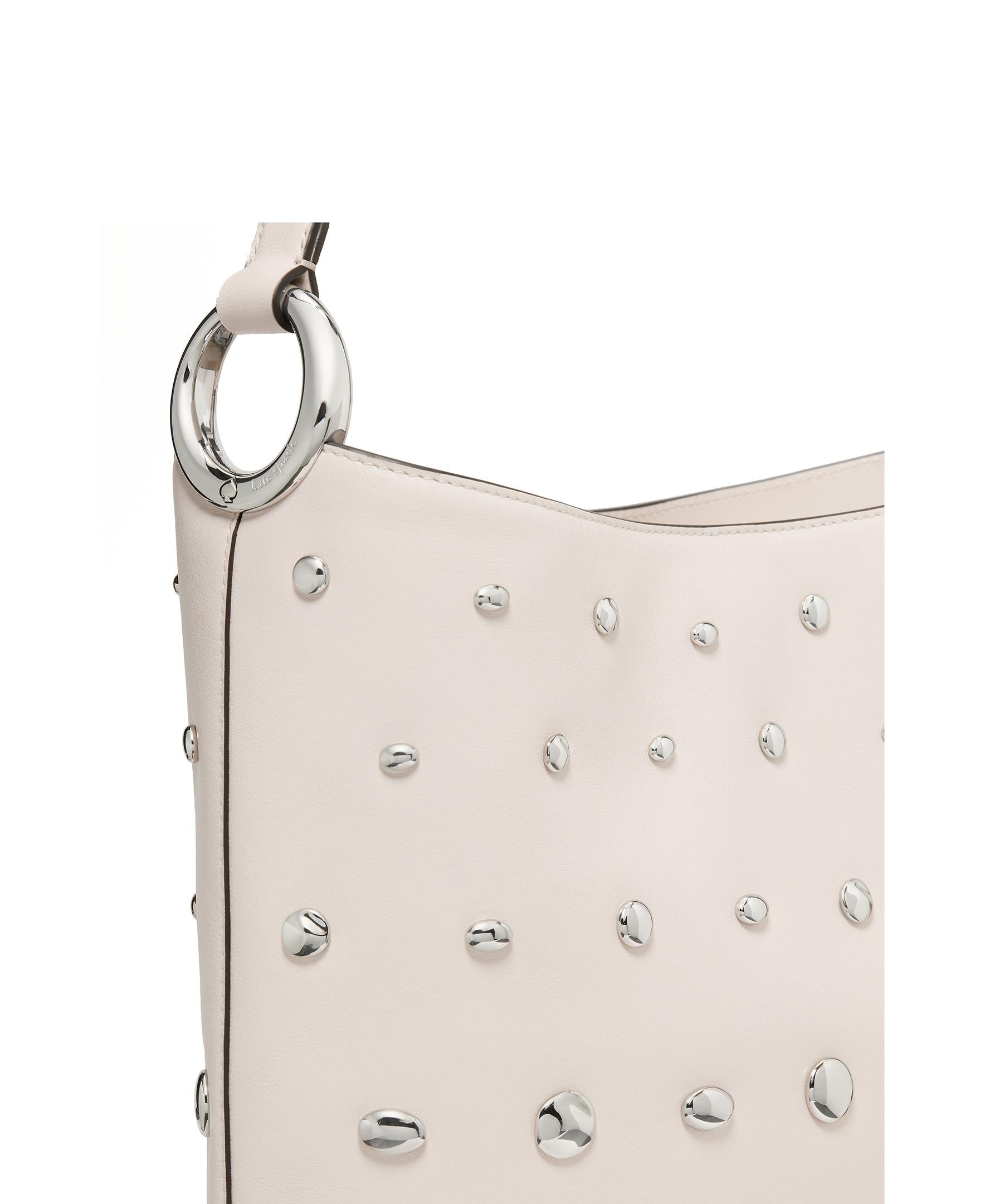 KM493-Halo Studded Bucket Bag-Cream
