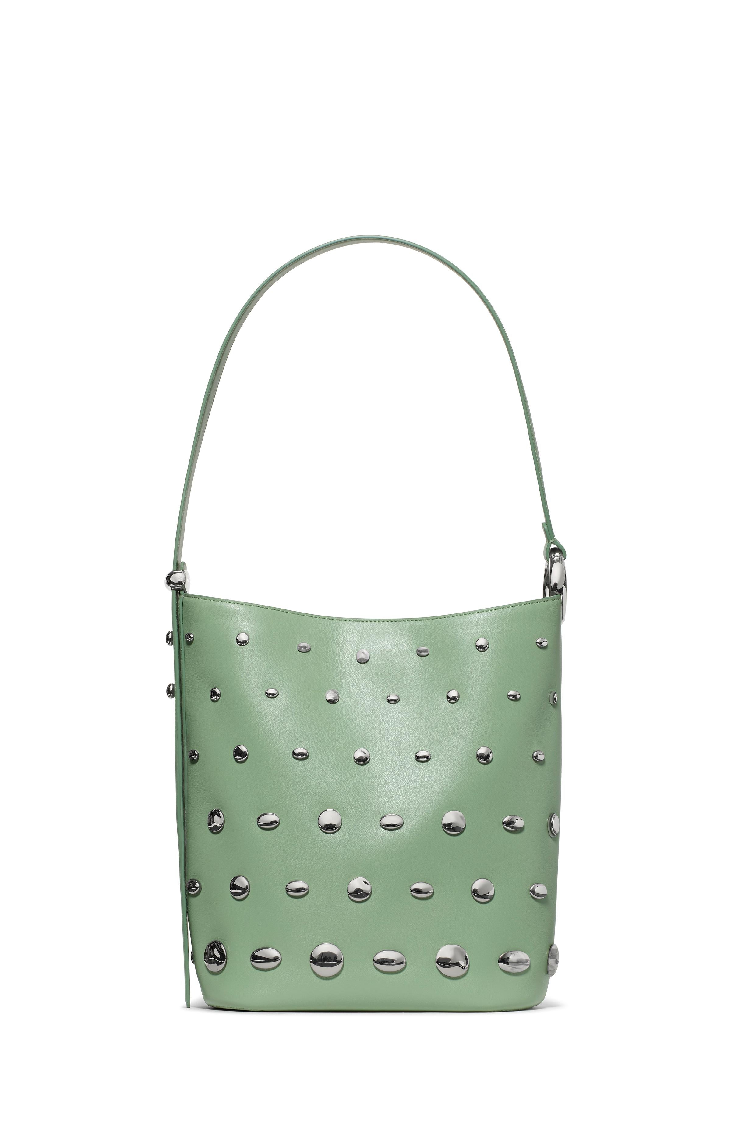 KM493-Halo Studded Bucket Bag-Crisp Sage