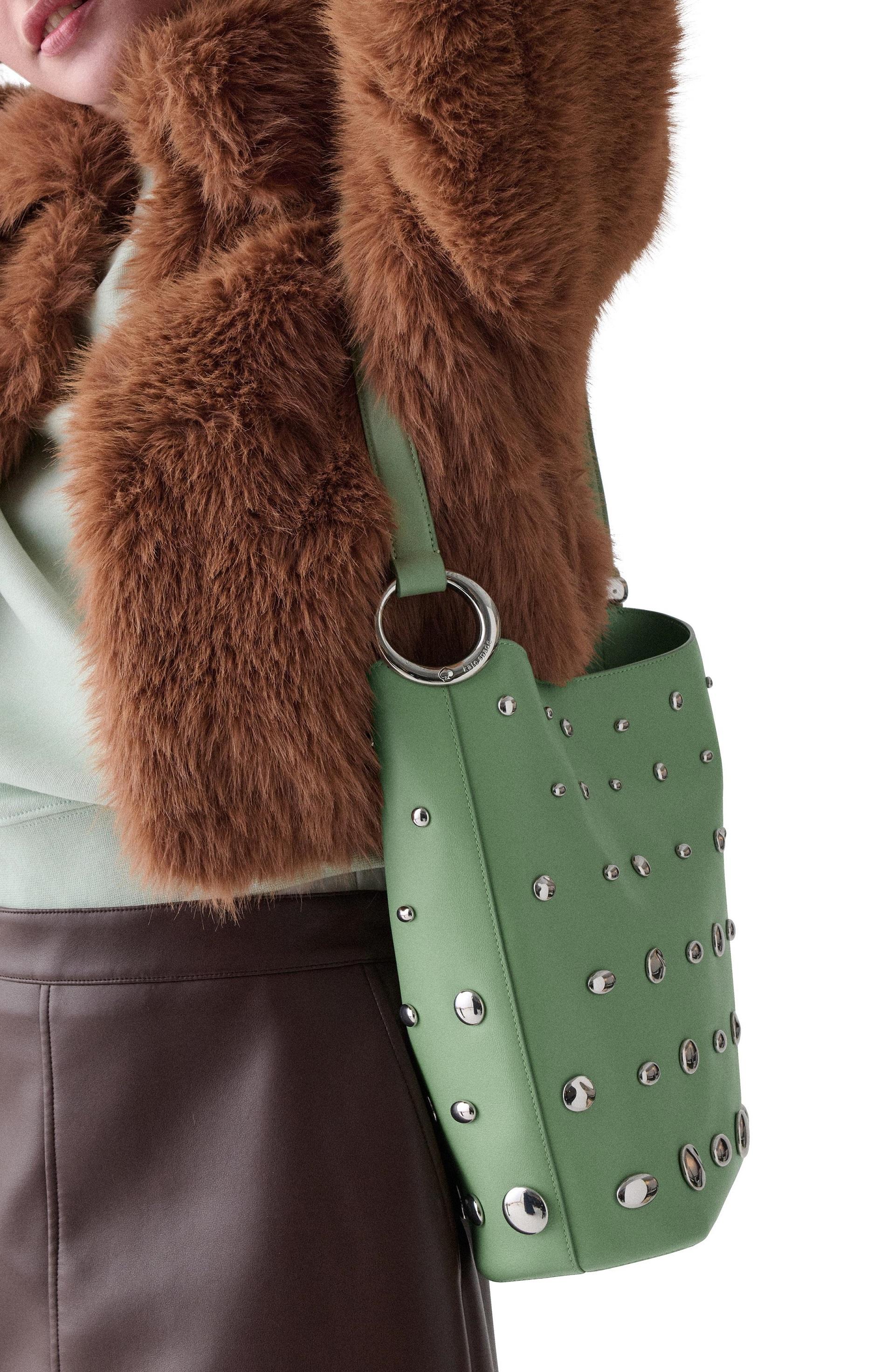 KM493-Halo Studded Bucket Bag-Crisp Sage
