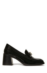 KM794-
Deco Bow Heeled Loafer-Black