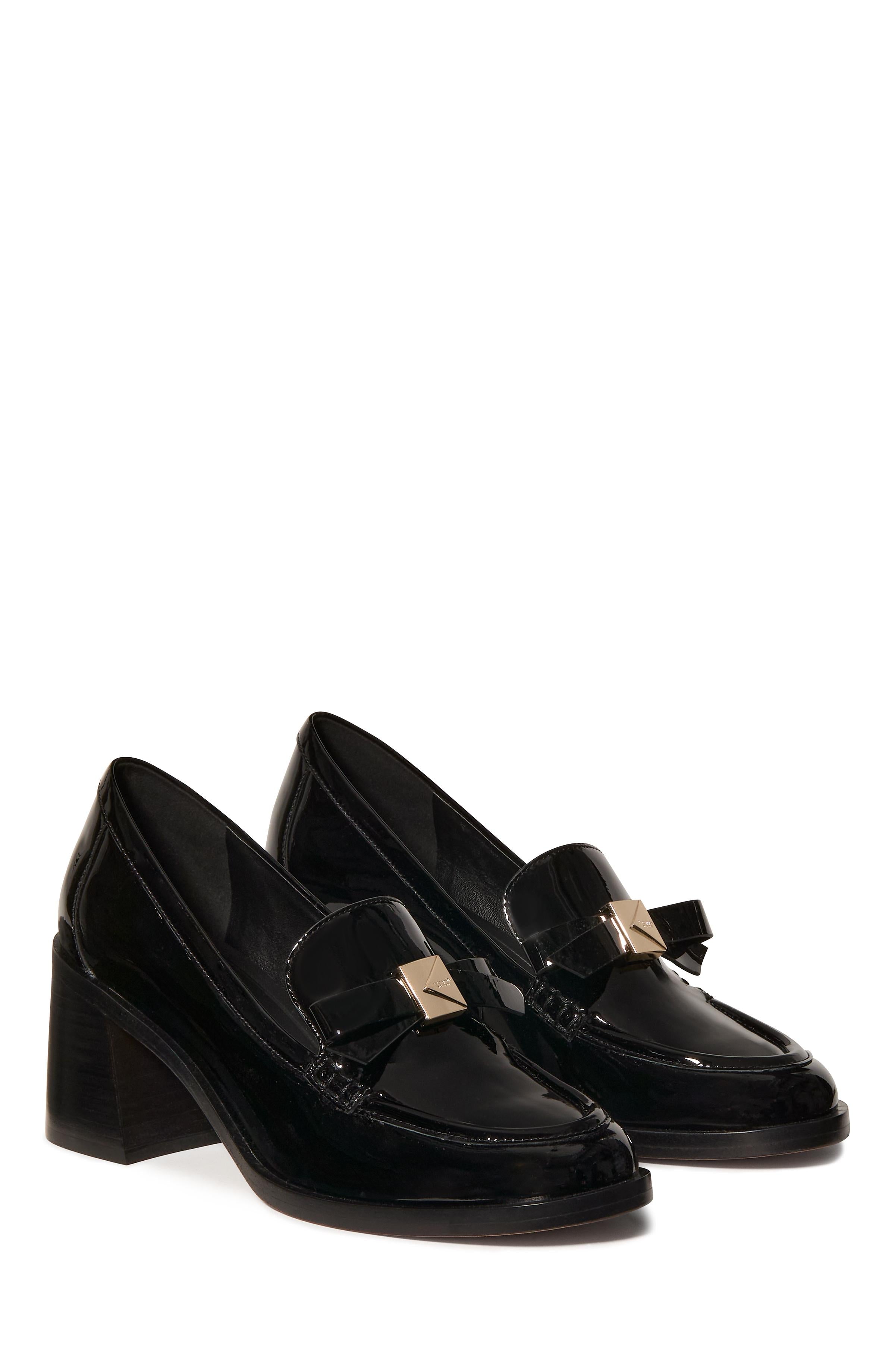 KM794-
Deco Bow Heeled Loafer-Black