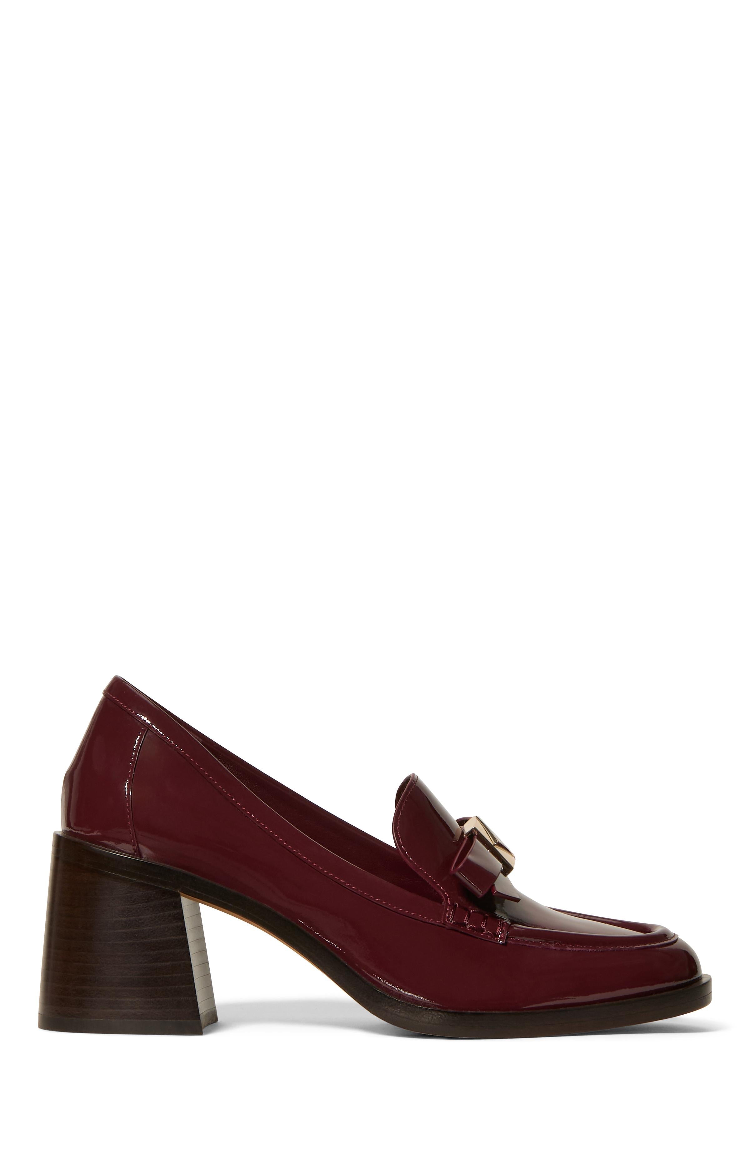 KM794-
Deco Bow Heeled Loafer-Dark Merlot