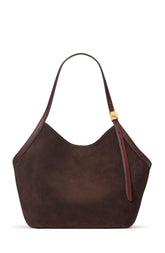 KN023-Deco Suede Tulip Tote-Hot Fudge