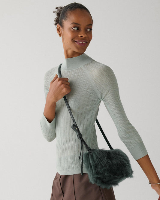 KN810-Loop Shearling Crossbody-Deep Evergreen