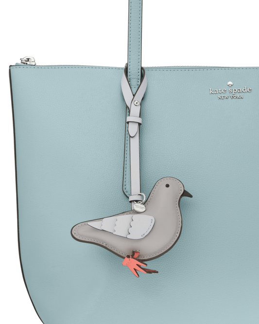 KN964-Critters Mixed Material Perry Pigeon Bag Charm-Platinum Grey