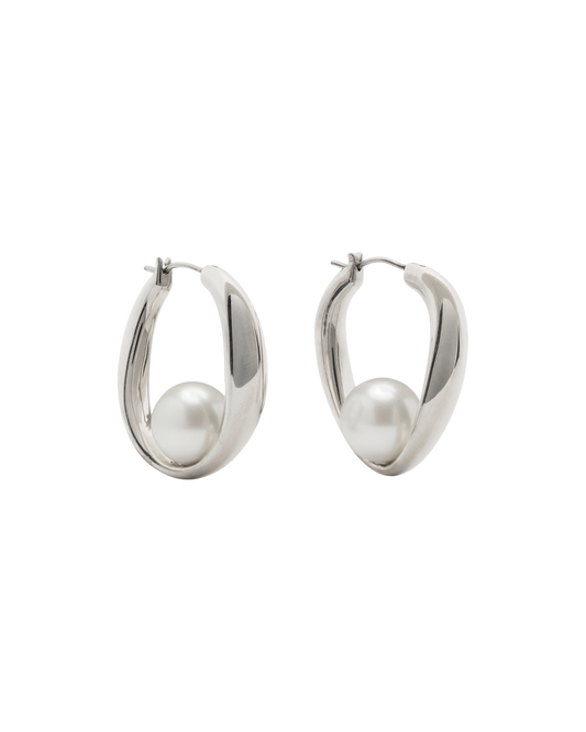 KO268-Harmony Hoops-Cream/Silver