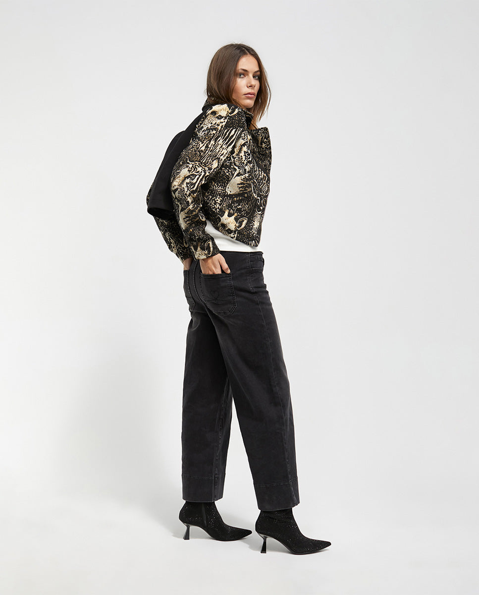 Animal print jacquard jacket