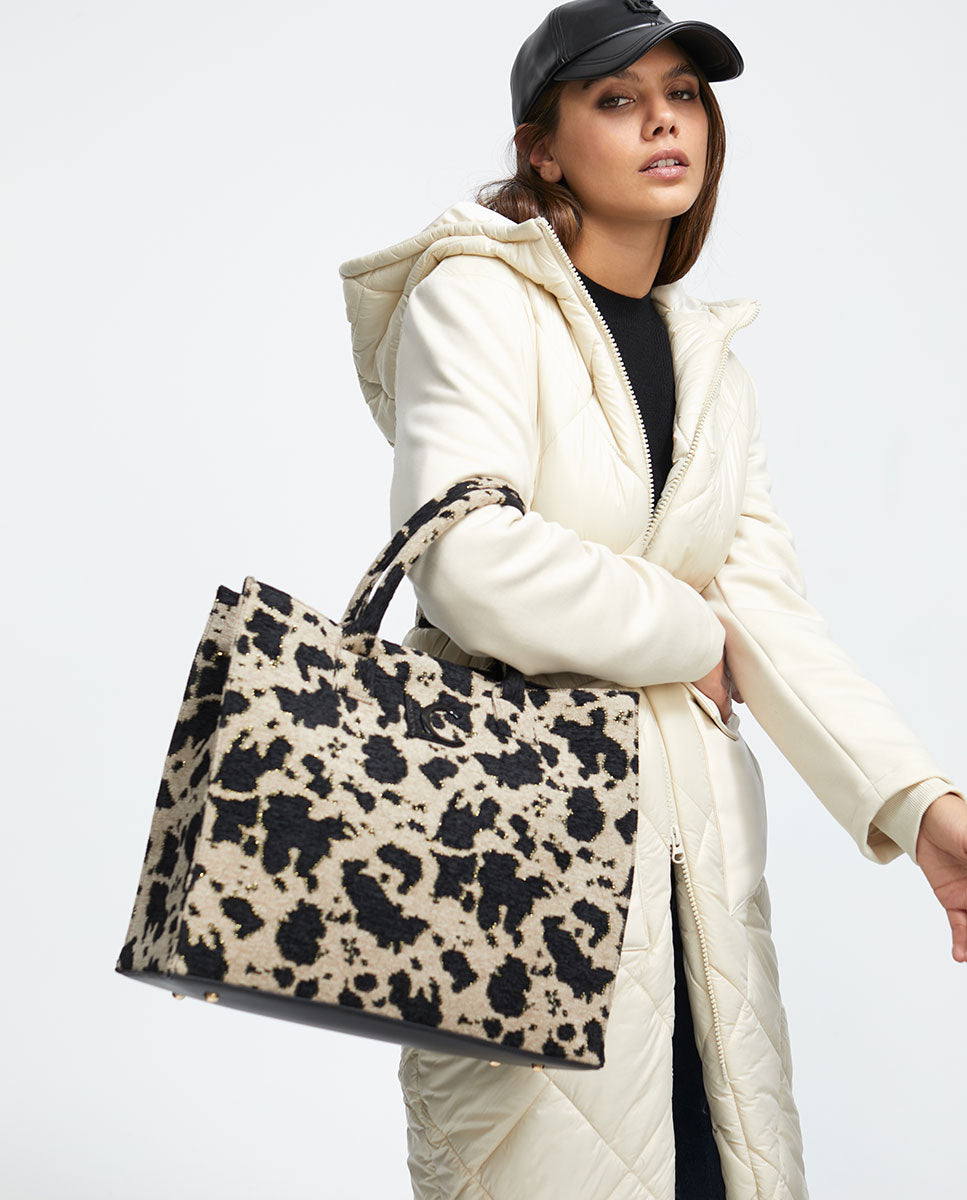 Animal print fabric tote bag
