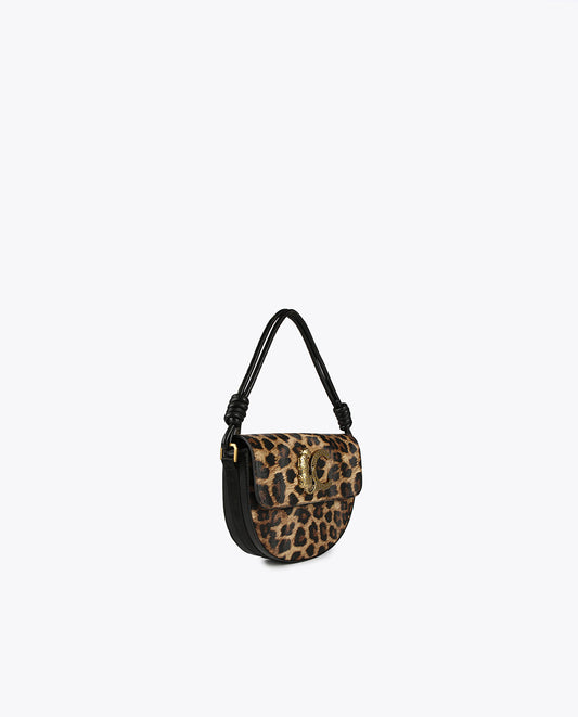 Half-moon animal print crossbody bag
