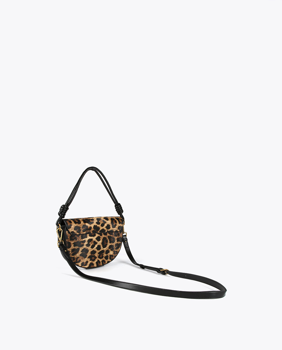 Half-moon animal print crossbody bag