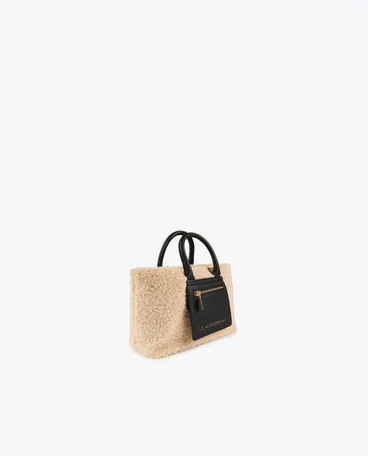 Faux shearling crossbody bag