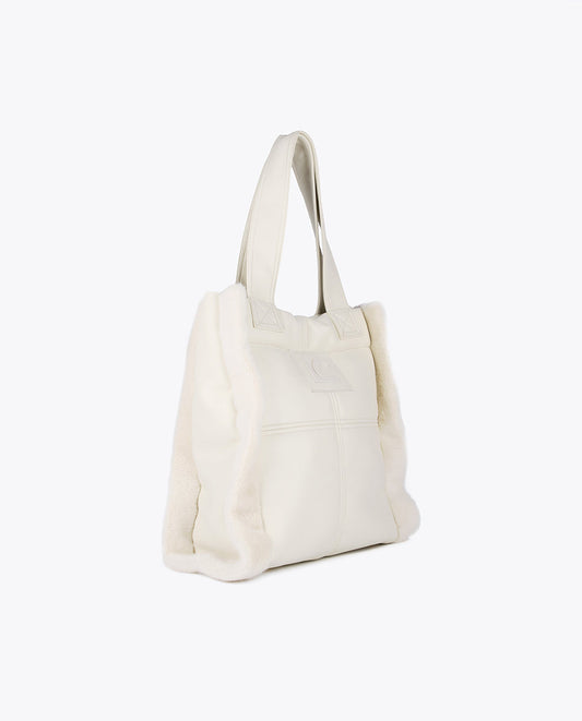 Faux leather and faux fur tote bag