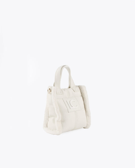 Faux leather and faux fur crossbody bag